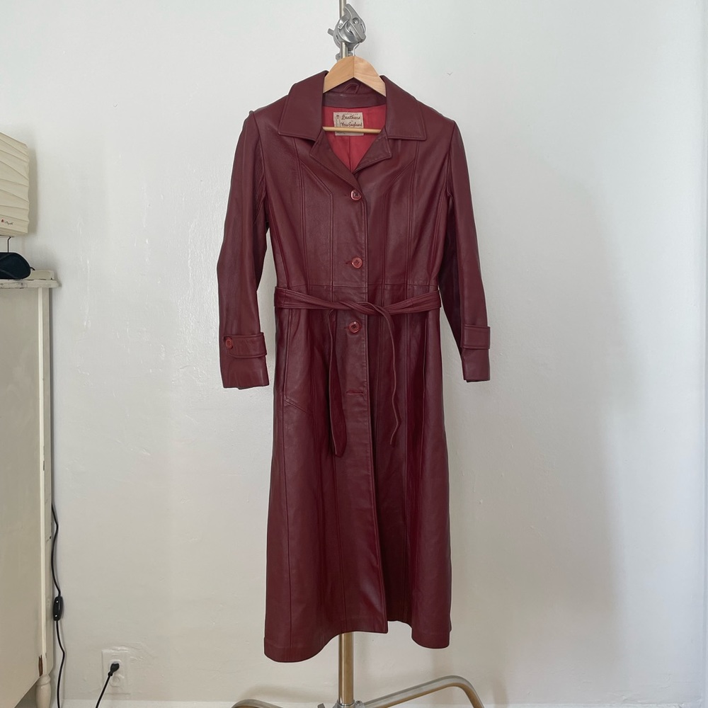 Full length vintage leather coat